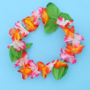 Fleurs décoratives 6pcs Couronne de fleur hawaïenne Bandeau en casque tropical coloré.