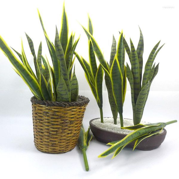 Fleurs décoratives 6pcs / lot Plante Artificielle Agave Bouquet Feuilles Vertes Tropicales Branche Plantes Du Désert Sansevieria Décor À La Maison Jardin Faux