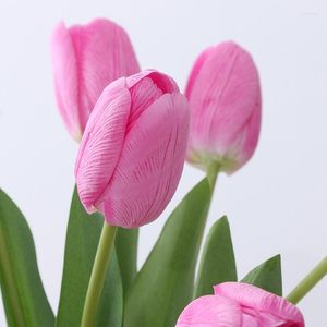 Fleurs décoratives 6pcs / Lot Haute Qualité Real Touch Soie Tulipes Bouquet Artificielle Faux Pour La Décoration De Mariage Maison Jardin