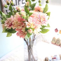 Fleurs décoratives 6pcs / lot simulation Single branche dahlia fausse pour table de mariage ferme pour la maison décoration artificiel affichage floral artificiel