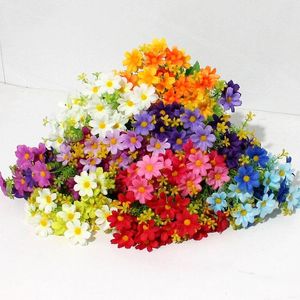 Fleurs décoratives 6 pièces Mini marguerites artificielles bouquet faux pour mariage maison chambre décoration Vases guirlande cadeaux bricolage accessoires