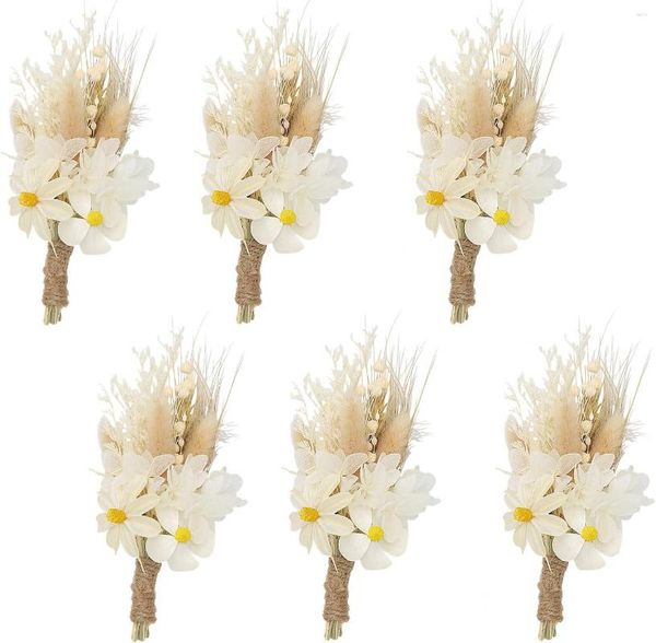 Fleurs décoratives 6 PCS Mini Bouquet Séché Automne Boho Centres De Table De Mariage Gâteau D'anniversaire Demoiselle D'honneur Fleur Fille Boîte Cadeau Décoration