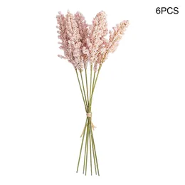 Fleurs décoratives 6pcs Bureau réaliste pastoral DIY DÉCOR HOME Centres de table pour le mariage Fausse d'herbe de blé bouquet de fleurs artificielles