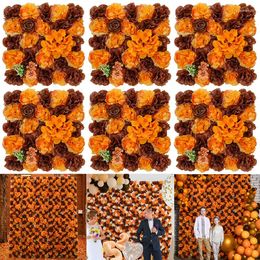 Decoratieve Bloemen 6st Panelen Kunstmatige Muur Scherm Romantische Bloemen Achtergrond Hedge Herfst Oogst Home Decor Bruiloft Achtergrond