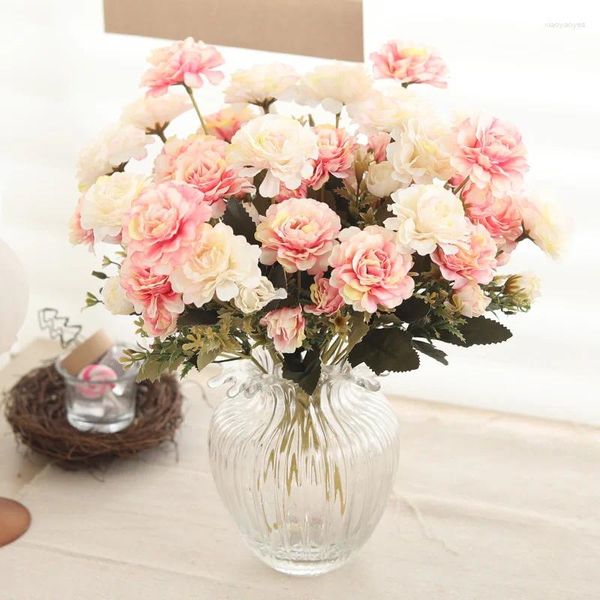 Fleurs décoratives 6pcs pivoine blanc Big Bouquet Artificiel Silk Fake for Home Wedding Party Birthday Decoration Accessoires