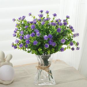 Fleurs décoratives 6 pièces Bouquet artificiel en plastique belle plante violette décoration de balcon de jardin extérieur fausse fleur pour mariage à la maison