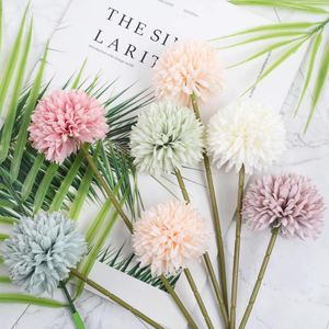 Fleurs décoratives 6pcs réel chrysanthemum table tennis tennis de fleurs artificielles décorations de mise en page de mariage