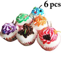 Flores decorativas 6 uds., pastel falso Artificial realista, cupcakes, accesorios realistas encantadores, artesanías de pografía, decoración del hogar