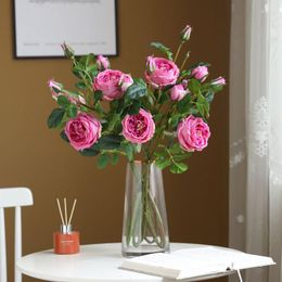 Decoratieve bloemen 6pcs Rose met Bud Latex Coating Peony Real Touch Feel als natte bloemblaadjes kunstmatige bloem bruiloft decoratie feest evenement -