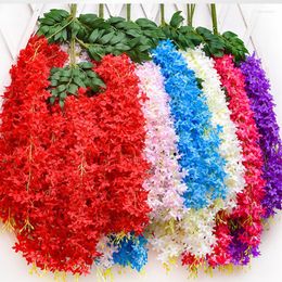 Fleurs décoratives 6pcs / set 3,6 pieds fleur artificielle cryptage lilas glycine décoration de mariage suspendu rotin bricolage jardin maison