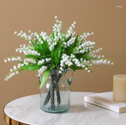 Fleurs décoratives 6 pièces/ensemble fleur artificielle fête campanule muguet plastique maison douce décoration plante mur mariage vert