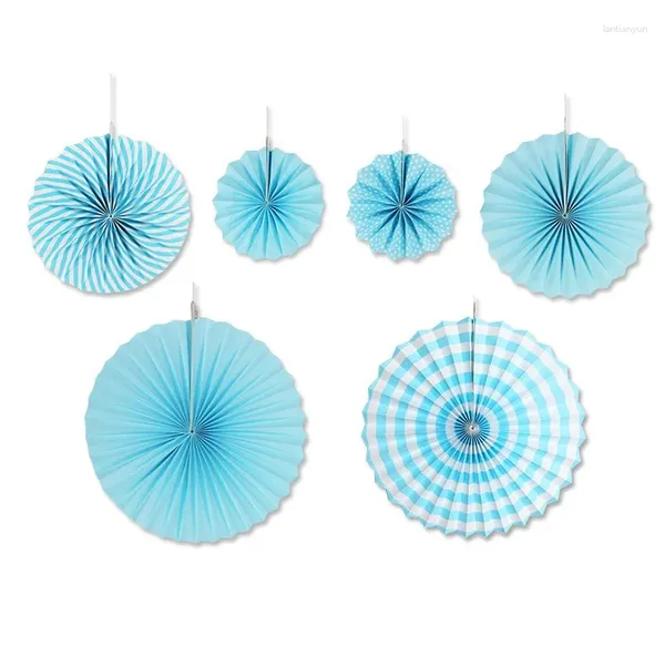 Fleurs décoratives 6pcs / set coloré roue papier de soie ventilateurs boules lanternes pour artisanat anniversaire fête de mariage bébé douche bar faveur décor Wh