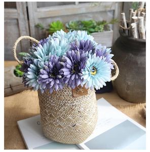 Fleurs décoratives 6pcs / set Fashion Artificiel Silk Gerbera Flower Bouquet Home Wedding Party Favor Decoration Real Touch Bridal W9226