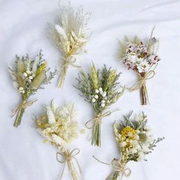 Flores decorativas 6pcs/set mini mini pampas secas colas bouquet boho arreglo de boda mesa decoración beticóbox corsage