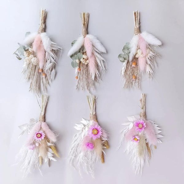 Flores decorativas 6 piezas/set mini regalo de ramo de flores secas naturales para las damas de honor