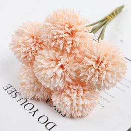 Fleurs décoratives 6pcs Silk balle chrysanthemum mariage artificiel fleur de Noël décor vase pour arrangement à domicile accessoires