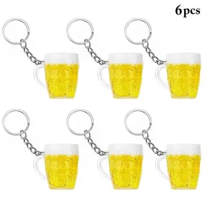 Porte-clés de tasse de bière en forme de fleurs décoratives, 6 pièces, pendentif de tasse créatif, accessoire alimentaire, décoration de la maison pour enfants