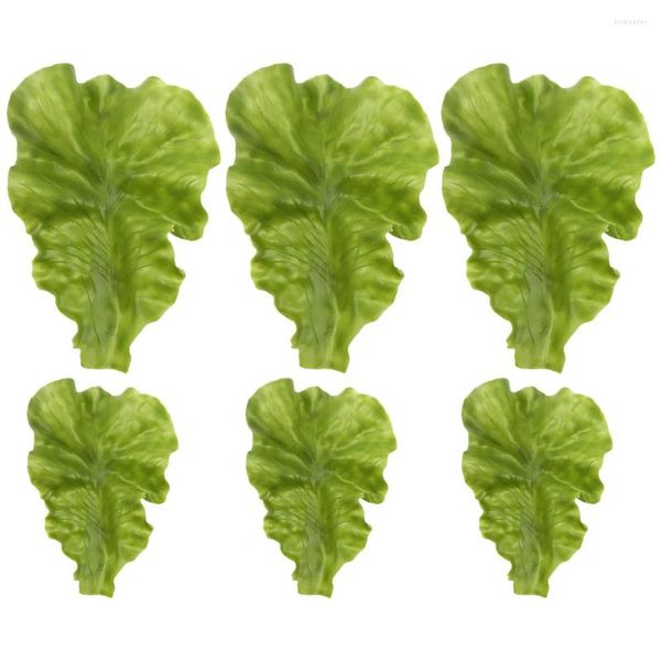 Flores decorativas 6pcs simulación de lechuga hojas de vegetales artificiales hoja modelo realista para el juego de juguete decoración de proporción