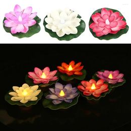 Decoratieve bloemen 6 stks waterdichte drijvende lotus nachtlichttuin 10 cm levensechte lED -bloem wensen rivierlamp