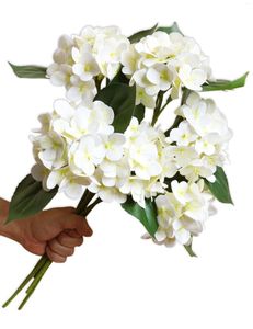 Decoratieve bloemen 6 stks witte hortensia kunstmatige zijden planten voor modern huis kerstdecoratie bruidsboekje
