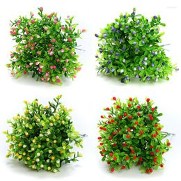 Decoratieve bloemen 6pcswedding Party Home Decor Mini Simulation Fake Flower Groen Plant Potted Small Plastic Milanese graan