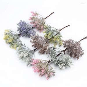 Decoratieve bloemen 6pieces kunstmatige planten kransen kerstboomvazen voor huisdecor bruiloft broche diy nep plastic bloem