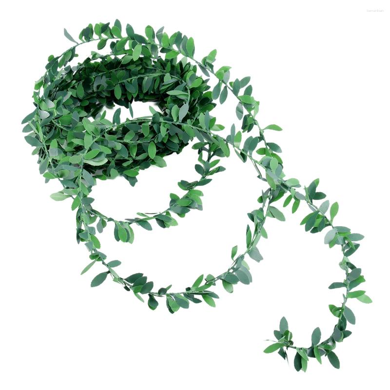 Flores decorativas 7,5 m guirnalda de hiedra artificial follaje hojas verdes vid simulada para la ceremonia del banquete de boda diademas DIY