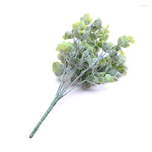 Fleurs décoratives 7 Branches / bouquet Artificielle Artisanat Fleur Eucalyptus Plante Succulente DIY Hiver Faux Feuilles Blanc Vert Mariage Maison