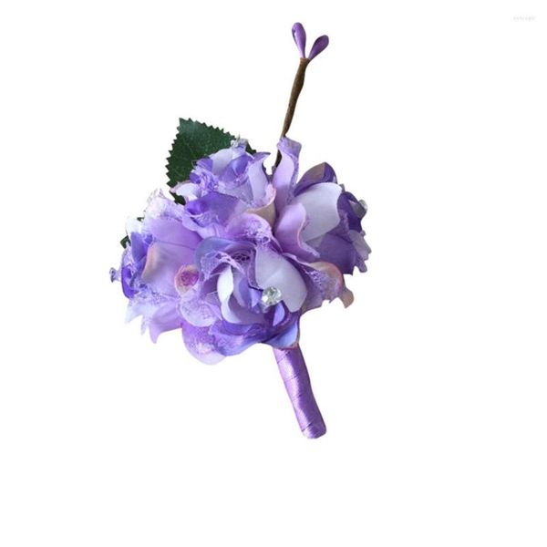 Fleurs décoratives 7 couleurs boutonnière marié garçon d'honneur homme Rose mariage fleur Bouquet accessoires bal fête costume décoration