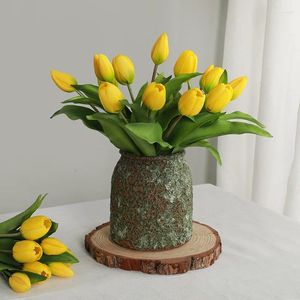 Decoratieve Bloemen 7 Bloemhoofdjes Real Touch Kunstmatige Latex PU Tulp Boeket Home Decor Bruiloft Tafel Kamer Decoratie Gift F710