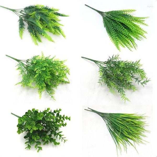 Fleurs décoratives 7 fourchettes plantes artificielles eau herbe Eucalyptus plastique vert fausse décoration de mariage décors de bureau à domicile