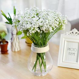 Flores decorativas 7 tenedor bebé respirar flor artificial Gypsophila para la decoración de la boda del hogar novia sosteniendo falso