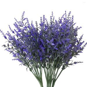 Fleurs décoratives 7 simulation de fourche de blé Lavande Artificiel Flower Plastic Decoration Plant pastoral Purple Sim