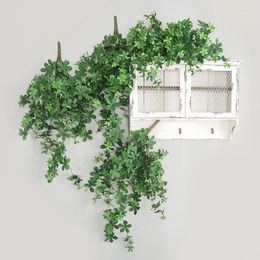 Fleurs décoratives 7 Tête Suspendue Cloche Feuille Mur Intérieur Simulation Plante Feuilles Décoration Artificielle Lierre Maison Jardin Vignes Chambre Décor Cadeau