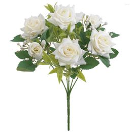 Decoratieve bloemen 7 hoofden kunstbloem zijde roos witte pioen boeket nep voor bruiloft bruids tafel feestvaas woondecoratie