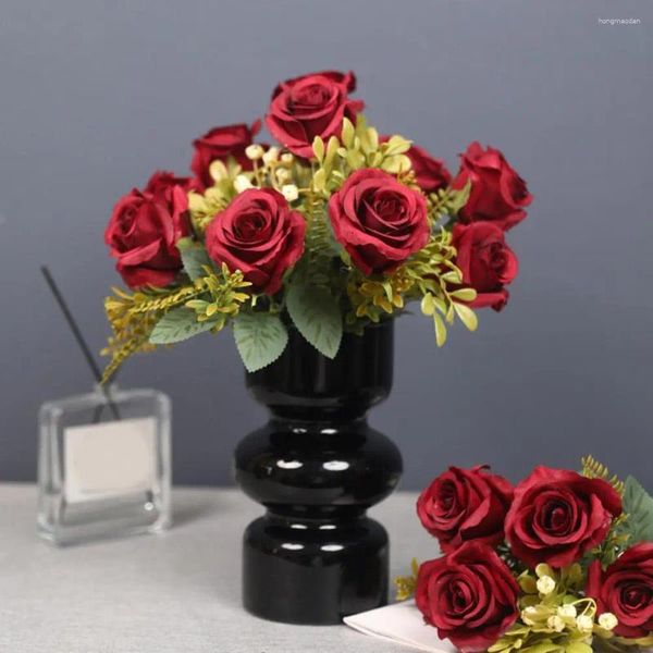 Fleurs décoratives 7 têtes petites roses artificielles réalistes aucun entretien requis pivoine stimulée sans décoloration décor de mariage à la maison