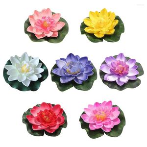 Decoratieve bloemen 7 pc's lotus decoratie versiering pool blauw kunstmatige buitenlucht vijver drijvende faux planten binnen