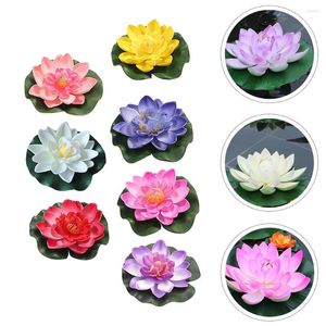 Fleurs décoratives 7 pièces Lotus décoration artificielle piscine plantes extérieur faux plastique flottant étang ornement intérieur