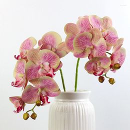 Dekorative Blumen, 70 cm, künstliche Schmetterlings-Orchidee, Luxus-Latex-Kunstblume, weiß, rosa Orchideen, gefälscht, für Zuhause, Hochzeitsdekoration