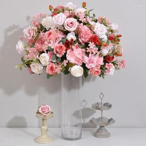 Decoratieve bloemen 70 cm borduurbalk Rose Exhibition Hall Raam Layout Simulatie Bloembruiloftstafel Stage Decoratie