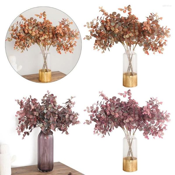 Fleurs décoratives 70 cm branche d'arbre d'eucalyptus plantes artificielles simulation soie fausse feuille style automne décoration de la maison fête jardin