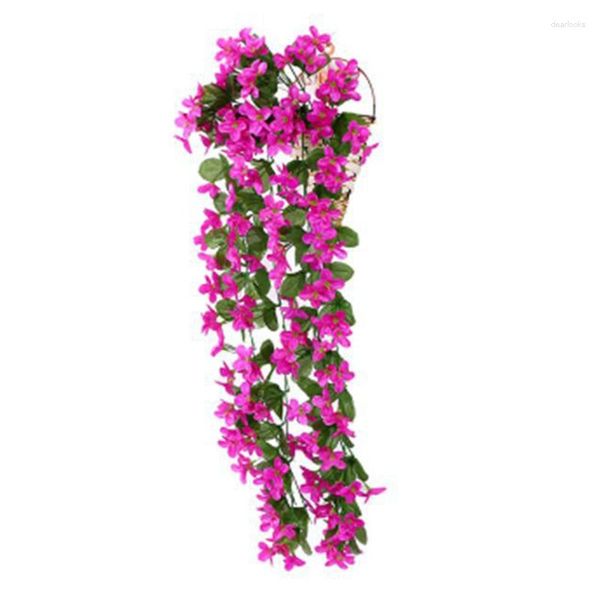 Fleurs décoratives 70 cm mur suspendu soie artificielle violette orchidée fleur rotin plante panier extérieur fête décoration saint valentin