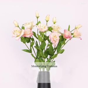 Decoratieve bloemen 72cm 3 Hoofd Feelgevoel Mydraterende witte lisianthus bloem kunstmatige eustoma bruiloft arrangement huis woonkamer tafel decor