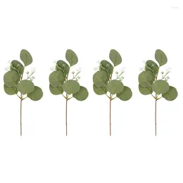 Fleurs décoratives 72 pièces feuilles d'eucalyptus ensemencées artificielles tiges fausses branches de plantes de dollar en argent pour décor de vacances de mariage