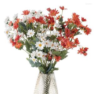 Decoratieve bloemen 73,5 cm witte kunstmatige maisy bruid bouquet zonnebloem zijden nepbloem voor huis bruiloft decoratie accessoires