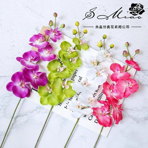 Flores decorativas 73 cm 6 cabezas de mariposa artificial rama de flores de orquíde