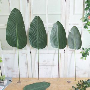 Fleurs décoratives 75-98CM 3pcs grandes plantes artificielles feuilles de palmier vert en plastique branche de banane mariage salon Decoation