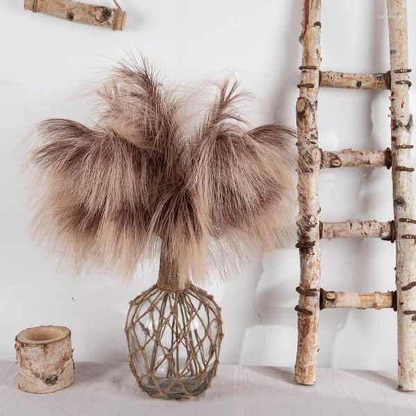 Fleurs décoratives 75CM Fluffy Pampas Herbe Boho Décor Artificielle Doux Roseau Fleur Pour Vase Chambre De Noce Décoration De La Maison Faux