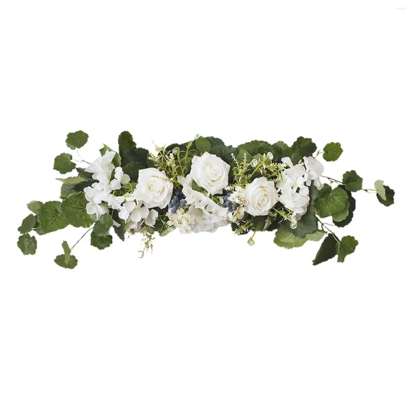 Fleurs décoratives 75 cm Lintel Arch Decor Simulation Garland Silk White Magnolia Party Board Porte Porte de printemps Couronne artificielle en plastique