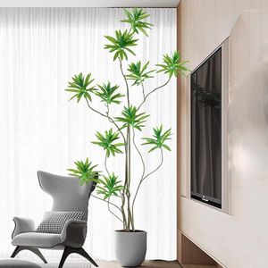 Flores decorativas 78in gran árbol artificial planta de palma falsa grandes hojas de agave tropical piso de bambú de plástico para la decoración de la tienda de la sala de estar del hogar